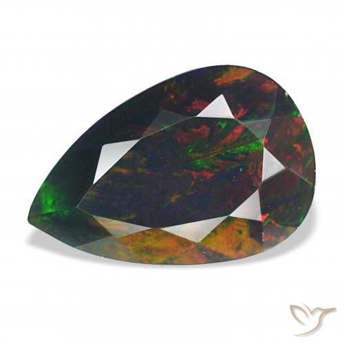 6.18ct Multicolore Opale noire, En forme de poire, Opaque