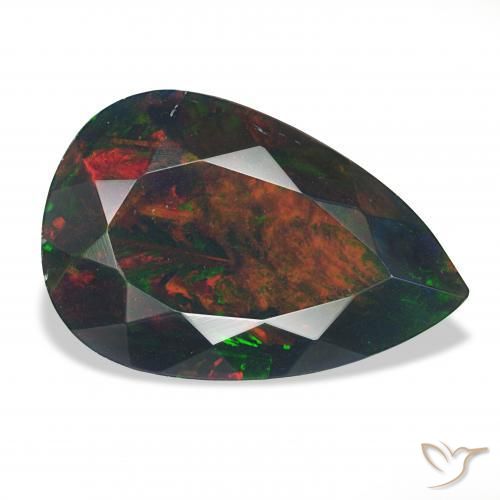 Opale noire Multicolore naturelle En forme de poire, 6.18 ct, Opaque