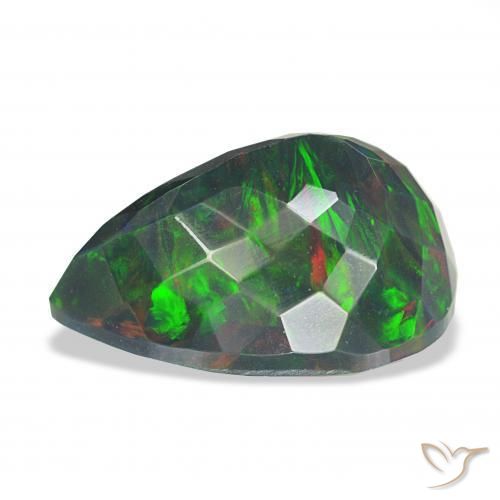 Opale noire Multicolore naturelle En forme de poire, 6.18 ct, Opaque