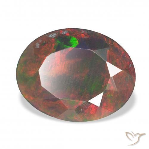 Opale noire Multicolore naturelle ovale, 2.66 ct, Opaque