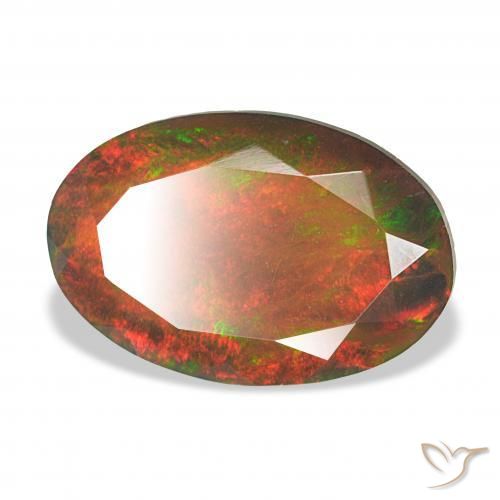 Opale noire Multicolore naturelle ovale, 4.04 ct, Opaque