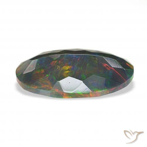 Opale noire Multicolore naturelle ovale, 2.75 ct, Opaque