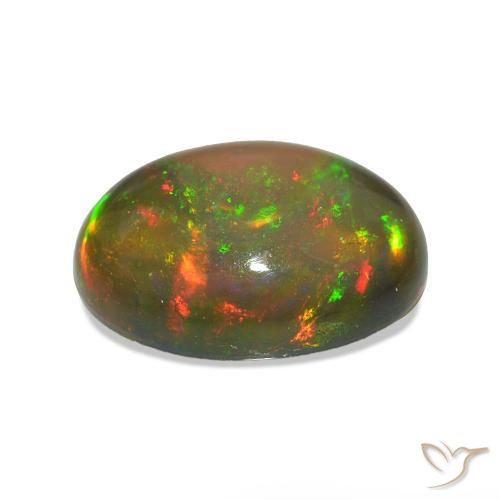 Opale noire Multicolore naturelle ovale, 2.54 ct, Transparent