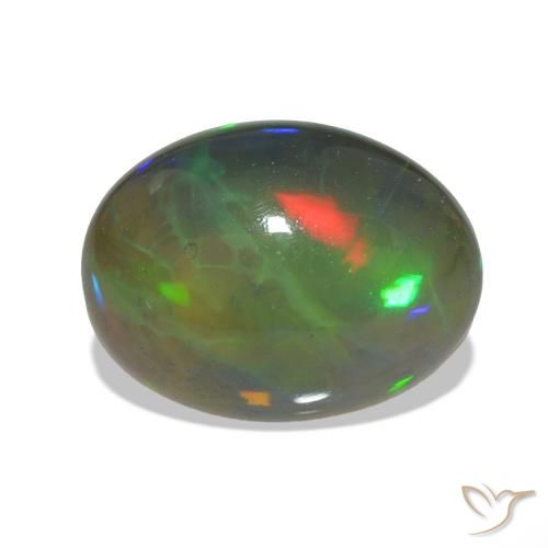 Opale noire Multicolore naturelle ovale, 2.74 ct, Transparent