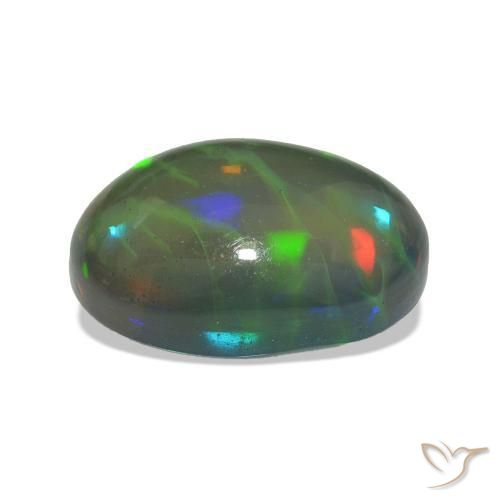 Opale noire Multicolore naturelle ovale, 2.74 ct, Transparent