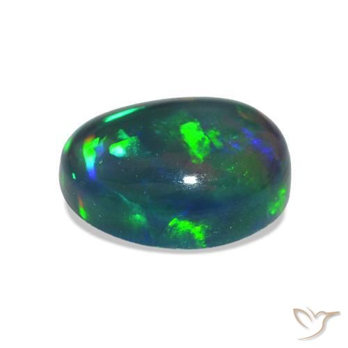 Opale noire Multicolore naturelle ovale, 1.23 ct, Transparent