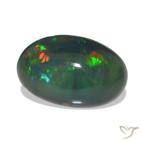 Opale noire Multicolore naturelle ovale, 2.90 ct, Transparent