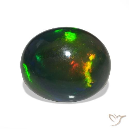 Opale noire Multicolore naturelle ovale, 2.29 ct, Opaque