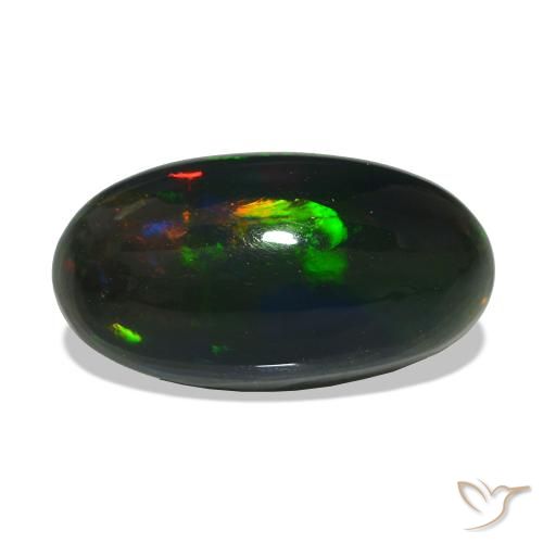 Opale noire Multicolore naturelle ovale, 2.19 ct, Opaque