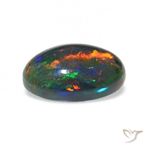 Opale noire Multicolore naturelle ovale, 2.13 ct, Opaque