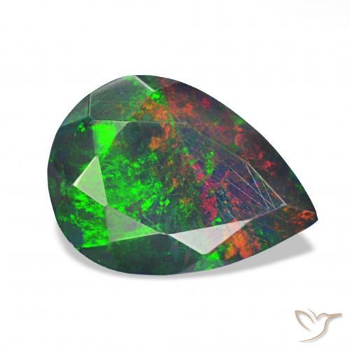 Opale noire Multicolore naturelle En forme de poire, 1.40 ct, Opaque