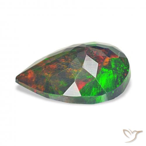 Opale noire Multicolore naturelle En forme de poire, 1.40 ct, Opaque