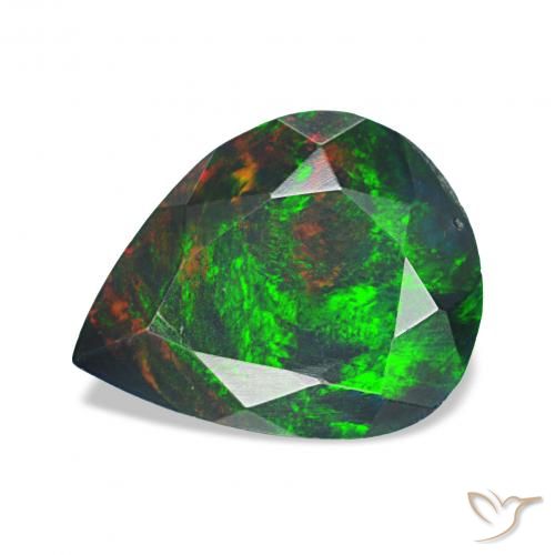 1.13ct Multicolore Opale noire, En forme de poire, Opaque