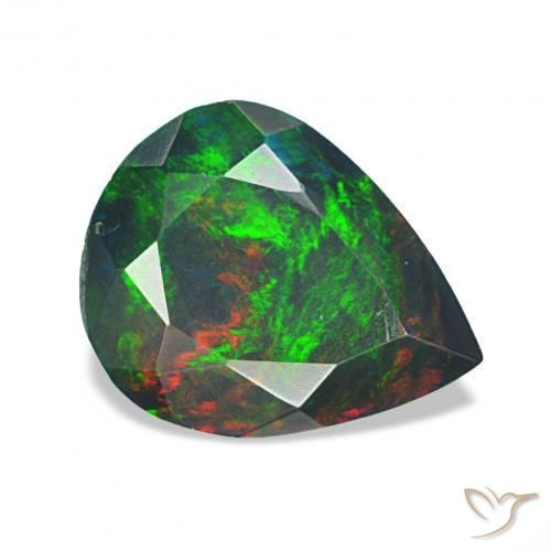 Opale noire Multicolore naturelle En forme de poire, 1.13 ct, Opaque