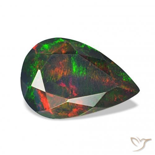 Opale noire Multicolore naturelle En forme de poire, 1.16 ct, Opaque
