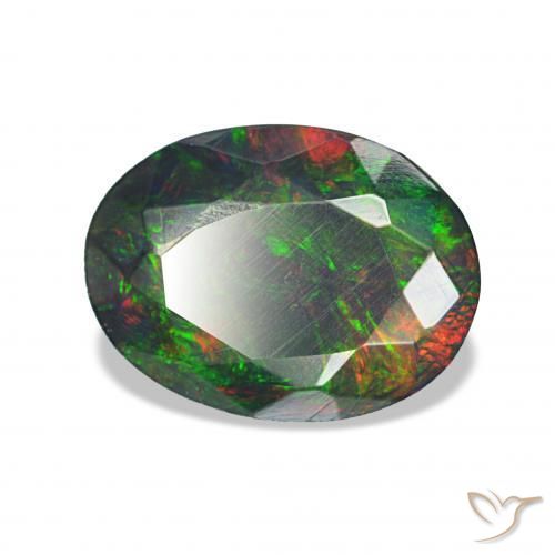 Opale noire Multicolore naturelle ovale, 1.60 ct, Opaque