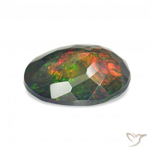 Opale noire Multicolore naturelle ovale, 1.60 ct, Opaque