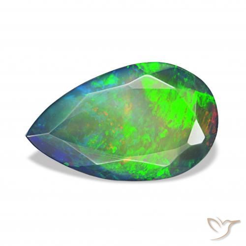 Opale noire Multicolore naturelle En forme de poire, 1.38 ct, Opaque
