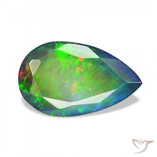Opale noire Multicolore naturelle En forme de poire, 1.38 ct, Opaque