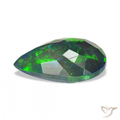 Opale noire Multicolore naturelle En forme de poire, 1.38 ct, Opaque