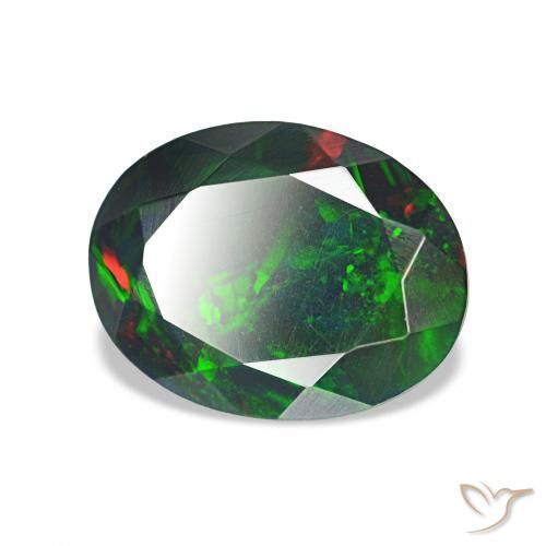 Opale noire Multicolore naturelle Coupe ovale, 1.07 ct, Opaque