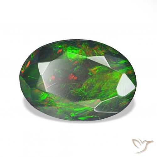 Opale noire Multicolore naturelle ovale, 1.48 ct, Opaque