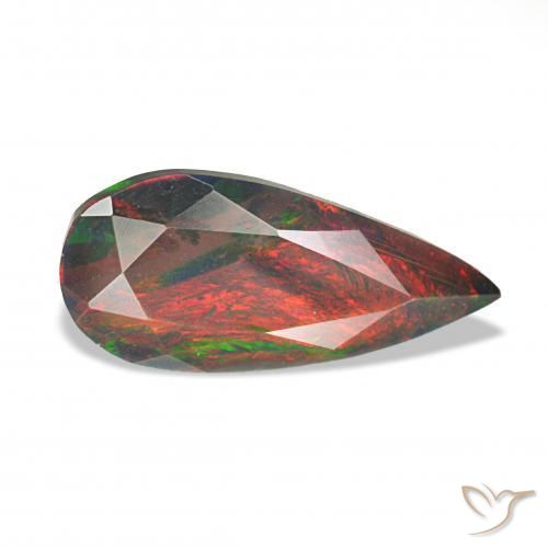 Opale noire Multicolore naturelle En forme de poire, 1.24 ct, Opaque