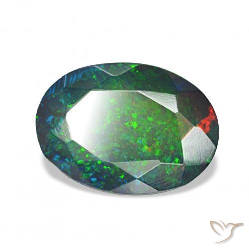 Opale noire Multicolore naturelle ovale, 1.36 ct, Opaque