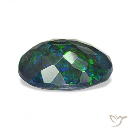 Opale noire Multicolore naturelle ovale, 1.36 ct, Opaque