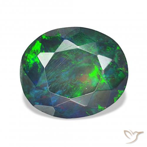 Opale noire Multicolore naturelle ovale, 1.82 ct, Opaque