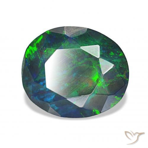 Opale noire Multicolore naturelle ovale, 1.82 ct, Opaque