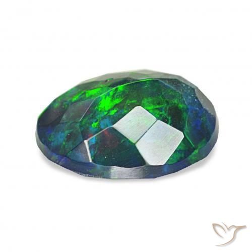 Opale noire Multicolore naturelle ovale, 1.82 ct, Opaque