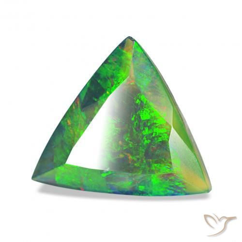 Opale noire Multicolore naturelle Trillion, 0.90 ct, Opaque