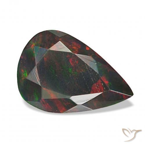1.38ct Multicolore Opale noire, En forme de poire, Opaque