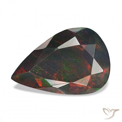 Opale noire Multicolore naturelle En forme de poire, 1.38 ct, Opaque