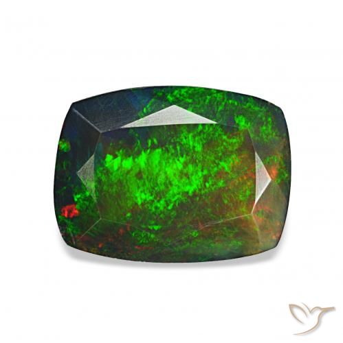 Opale noire Multicolore naturelle Coussin, 1.26 ct, Opaque