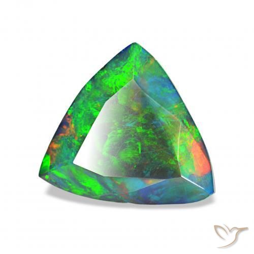 Opale noire Multicolore naturelle Trillion, 1.40 ct, Opaque