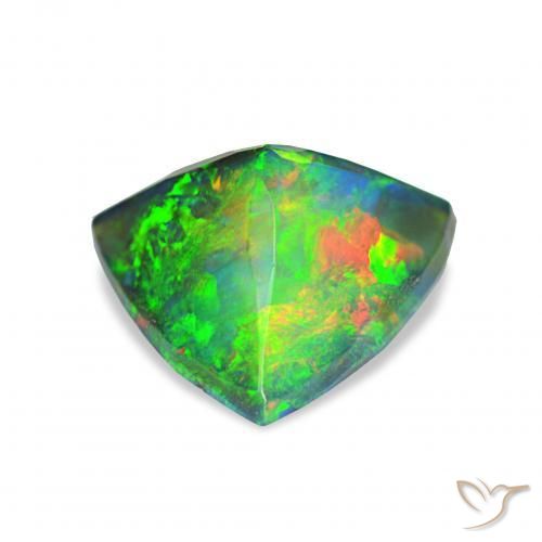Opale noire Multicolore naturelle Trillion, 1.40 ct, Opaque