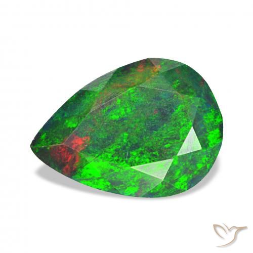 Opale noire Multicolore naturelle En forme de poire, 1.35 ct, Opaque