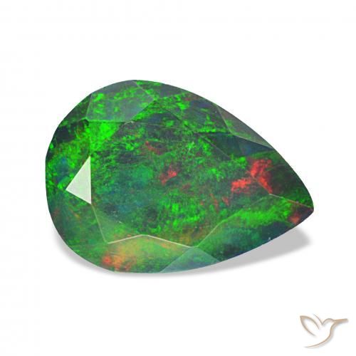 Opale noire Multicolore naturelle En forme de poire, 1.35 ct, Opaque