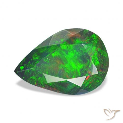 0.83ct Multicolore Opale noire, En forme de poire, Opaque