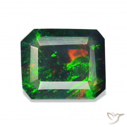 Opale noire Multicolore naturelle Octogone / coupe Émeraude, 1.04 ct, Opaque