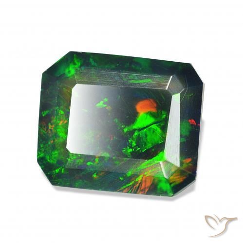 Opale noire Multicolore naturelle Octogone / coupe Émeraude, 1.04 ct, Opaque