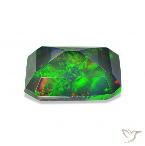 Opale noire Multicolore naturelle Octogone / coupe Émeraude, 1.04 ct, Opaque