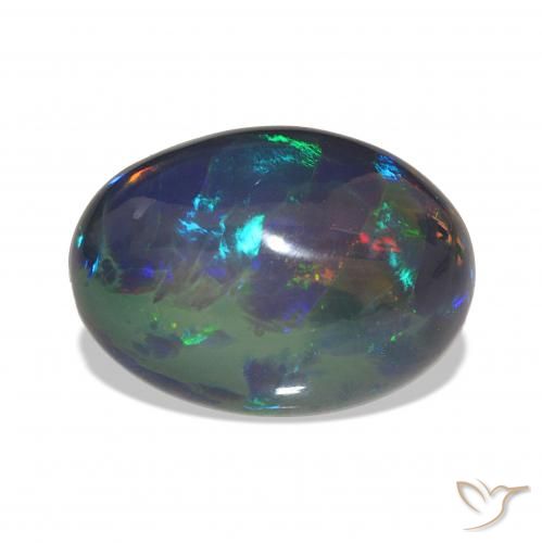 Opale noire Multicolore naturelle ovale, 7.19 ct, Opaque