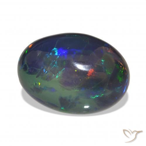 Opale noire Multicolore naturelle ovale, 7.19 ct, Opaque