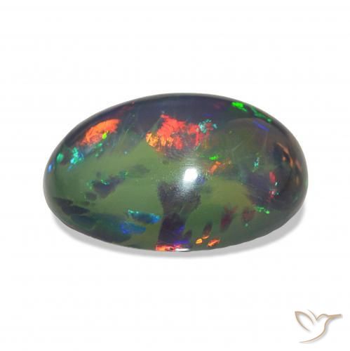 Opale noire Multicolore naturelle ovale, 7.19 ct, Opaque