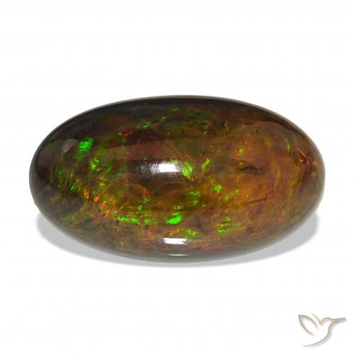 Opale noire Multicolore naturelle ovale, 7.51 ct, Opaque
