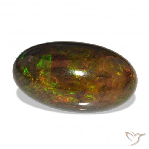 Opale noire Multicolore naturelle ovale, 7.51 ct, Opaque