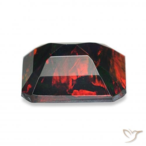Opale noire Multicolore naturelle Octogone / coupe Émeraude, 1.24 ct, Opaque